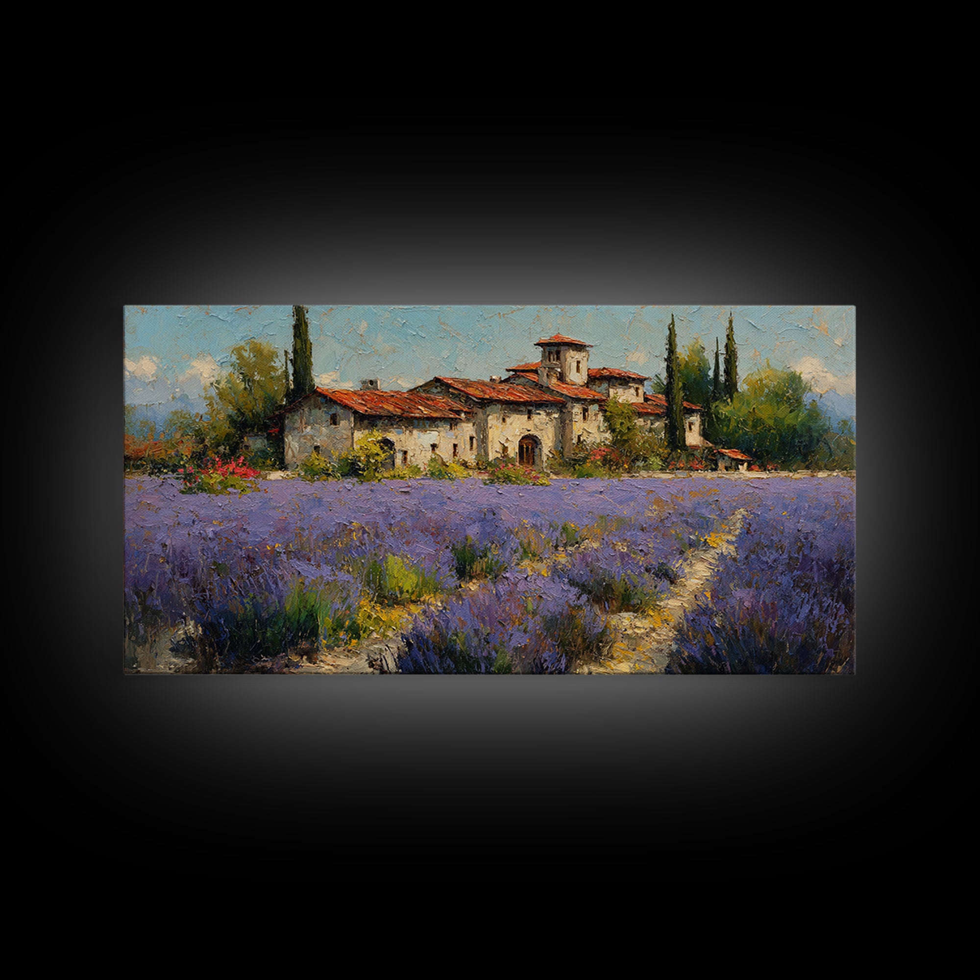 Oversized Lavender Field Framed Canvas Print, Above Bed Art, Sage Green Wall Art, Bedroom Decor, Serenity, Modern Decor, ABA-2x1-87