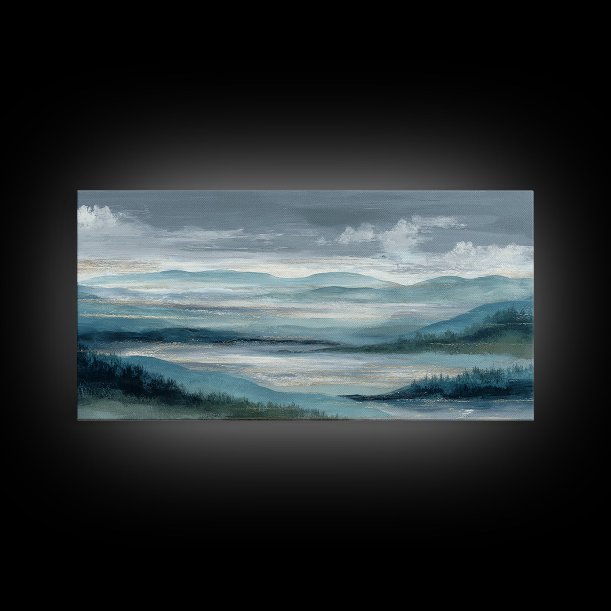 Soft Alpine Horizon Framed Canvas Print, Above Bed Art, Apartment Decor, Bedroom Decor, Fine Art, Serenity, Photography Prints, ABA-2x1-92