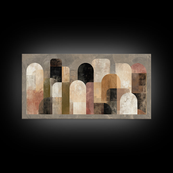 Neutral Abstract Arches Framed Canvas Print, Above Bed Art, Japanese Wall Art, Bedroom Decor, Fine Art, Serenity, Neutral Decor, ABA-2x1-96