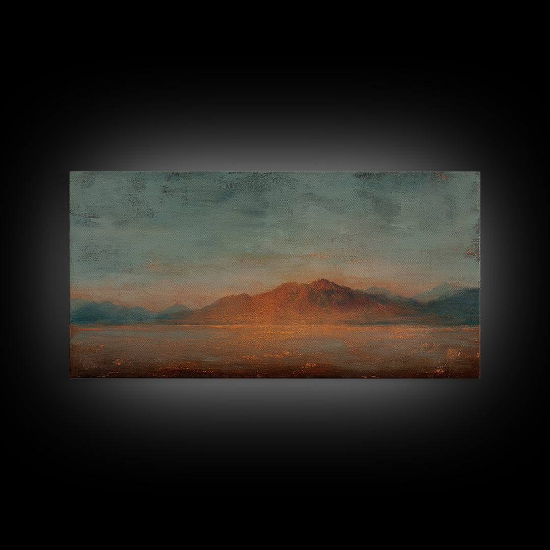 Dreamy Desert Sunset Framed Canvas Print, Above Bed Art, Printable Art, Bedroom Decor, Fine Art, Serenity, Bedroom Wall Art, ABA-2x1-99