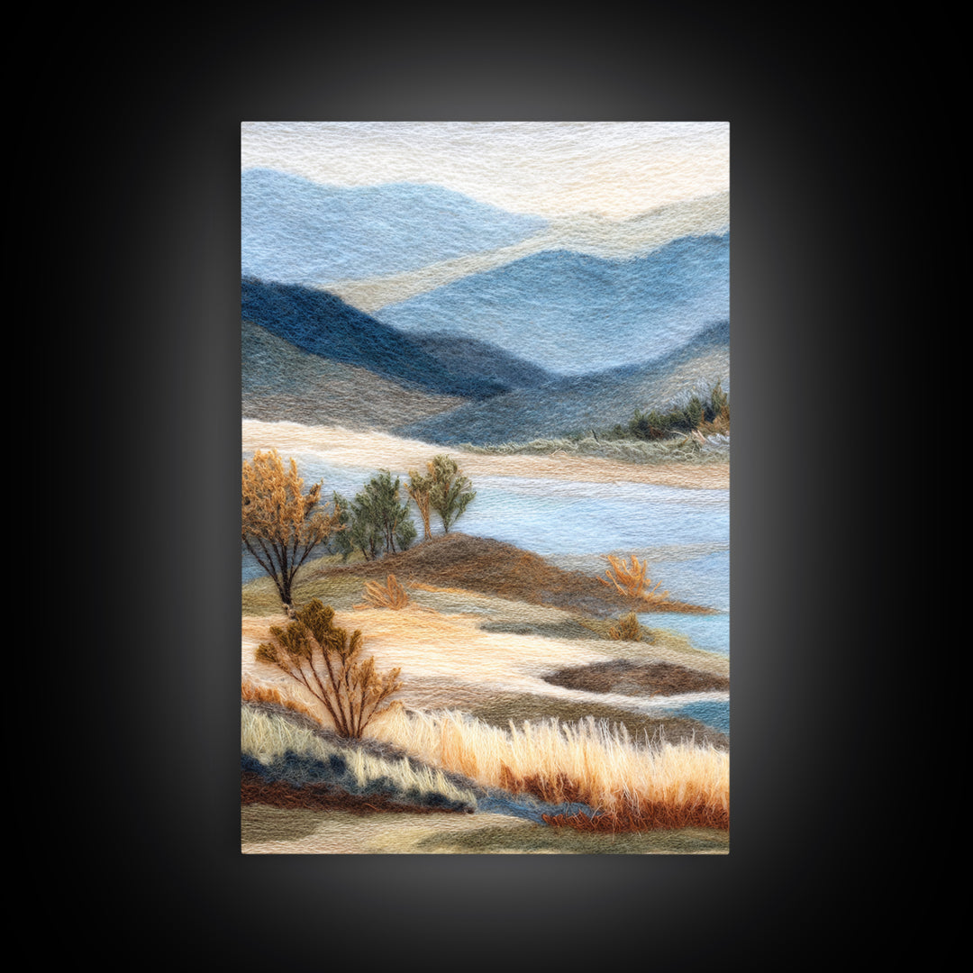 Soft Romantic Landscape Framed Canvas Print, Above Bed Art, Wall Art, Bedroom Decor, Oil Painting, Serenity, Digital Print, ABA-2x3-1