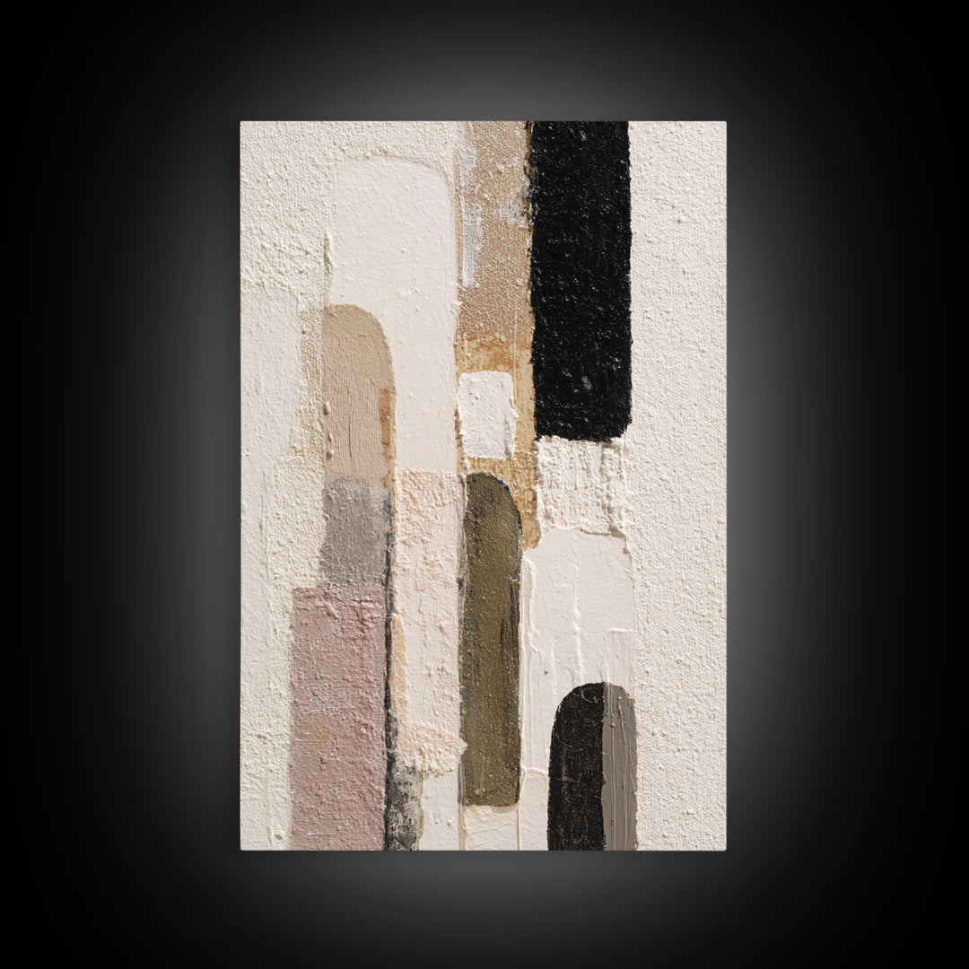 Neutral Abstract Arches Framed Canvas Print, Above Bed Art, Minimalist Decor, Bedroom Decor, Serenity, Textured Wall Art, ABA-2x3-12