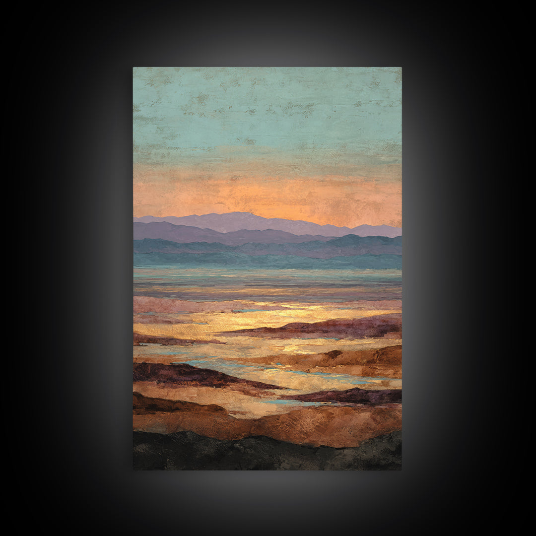 Dreamy Desert Sunset Canvas Print, Above Bed Art, Home Decor, Bedroom Decor, Oil Painting, Serenity, Contemporary Art, ABA-2x3-15