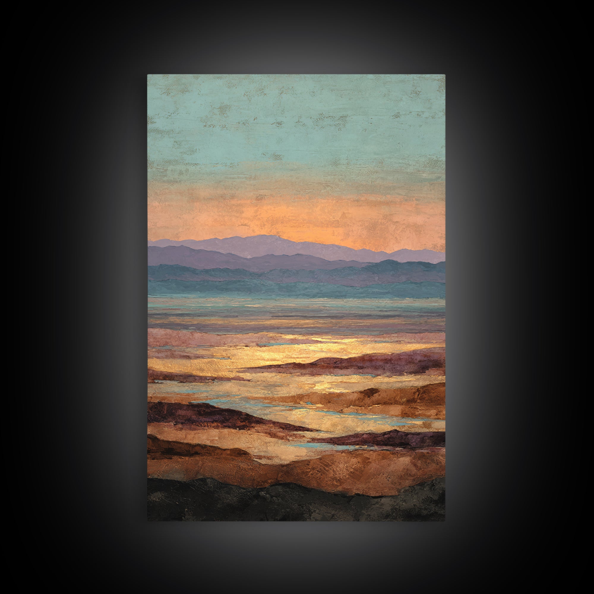 Dreamy Desert Sunset Canvas Print, Above Bed Art, Home Decor, Bedroom Decor, Oil Painting, Serenity, Contemporary Art, ABA-2x3-15