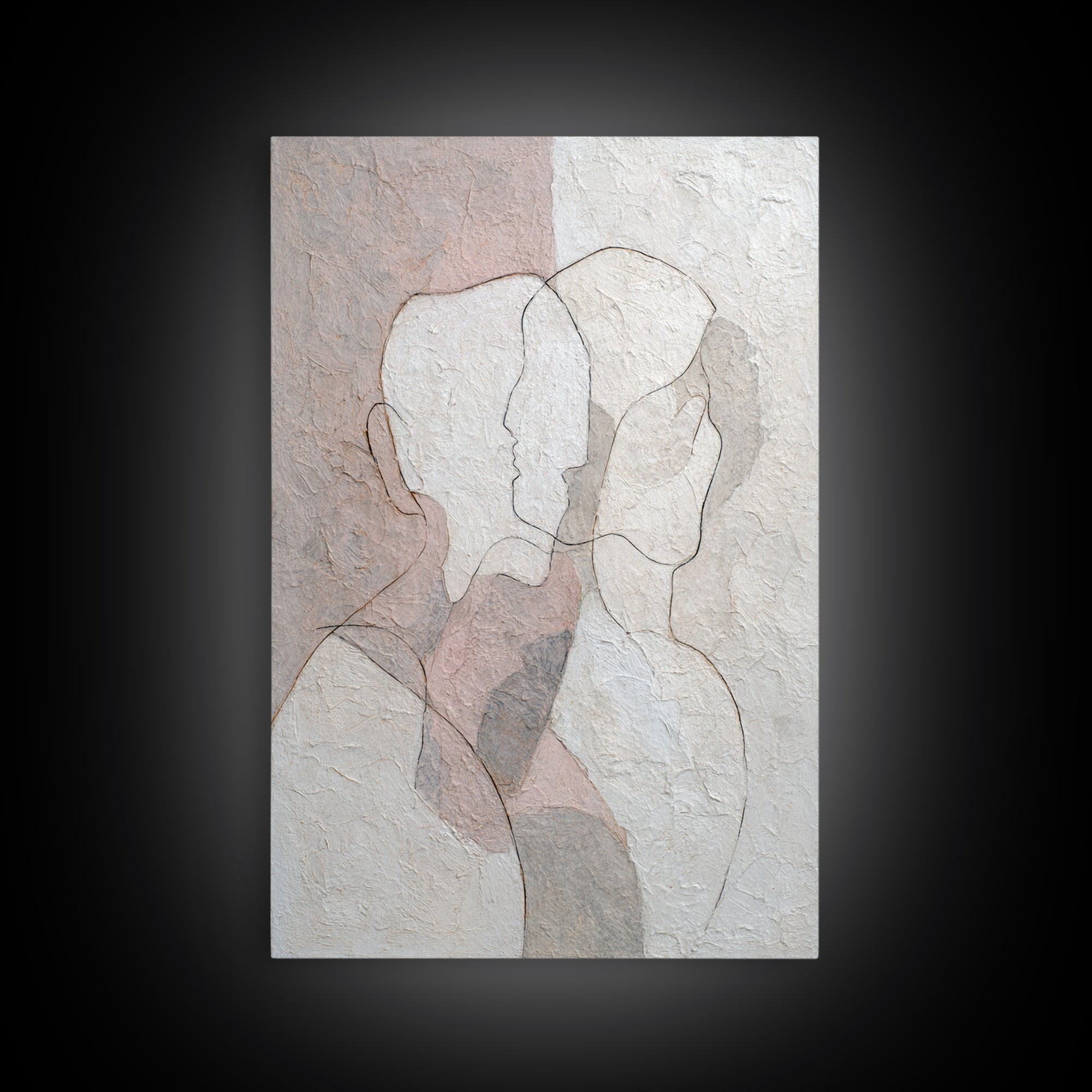Minimal Two Figure Line Drawing Canvas Print, Above Bed Art, Boho Wall Decor, Bedroom Decor, Fine Art, Serenity, Fine Art Print, ABA-2x3-16