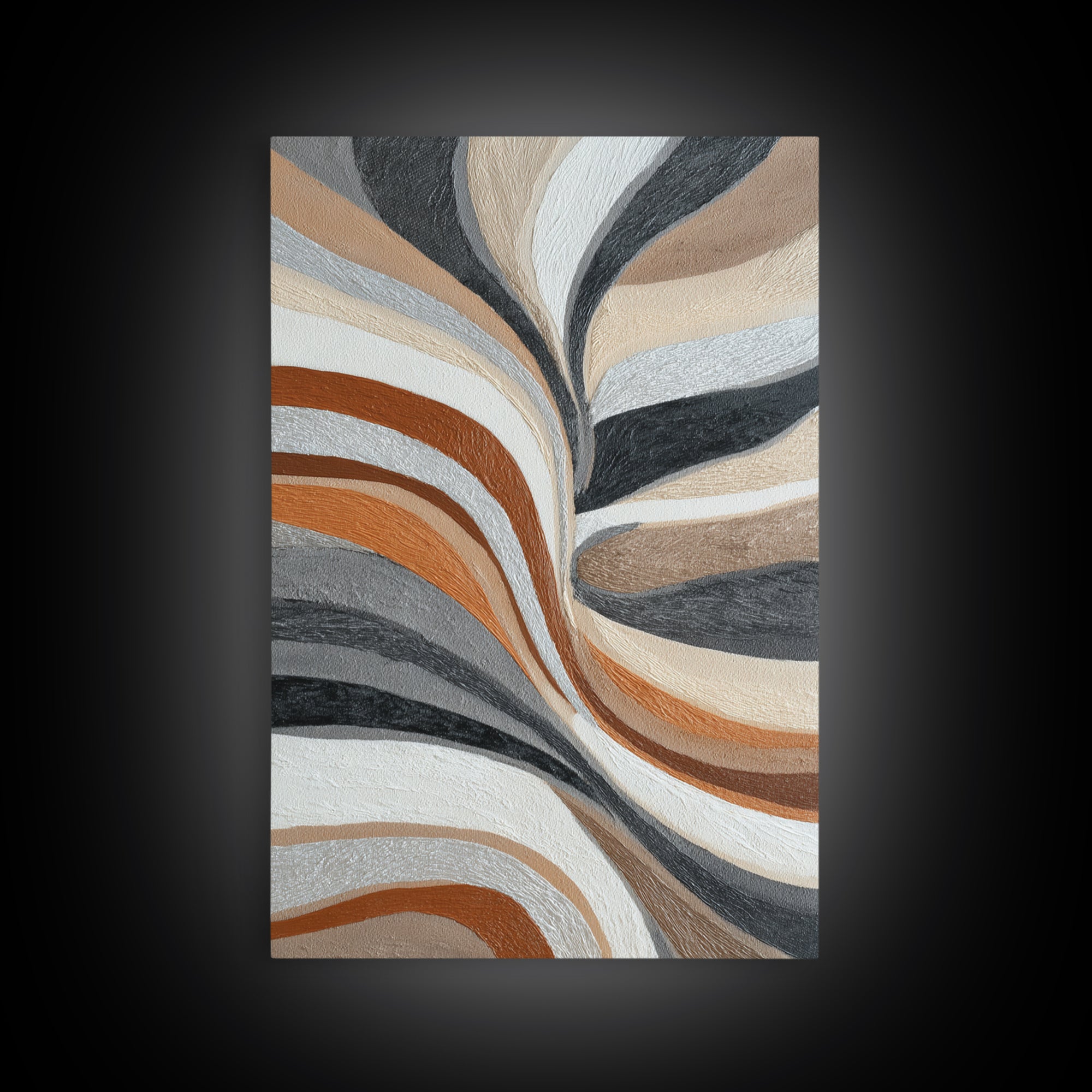 Warm Taupe Abstract Waves Canvas Print, Above Bed Art, Art Print, Bedroom Decor, Abstract Art, Serenity, Dorm Decor, ABA-2x3-23