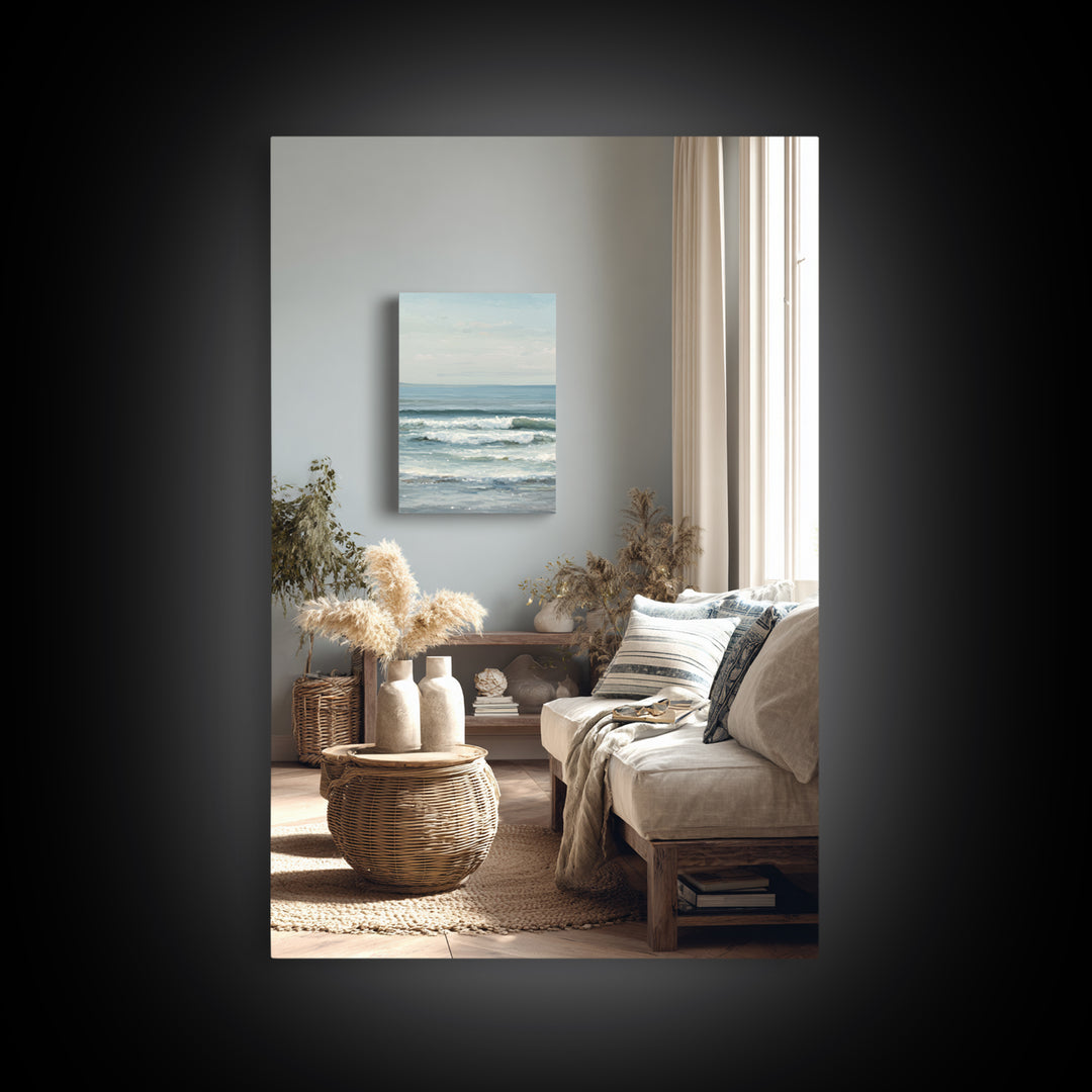 Serene Ocean Tide Seen from Above Canvas Print, Above Bed Art, Wall Decor, Bedroom Decor, Fine Art, Serenity, Apartment Decor, ABA-2x3-29