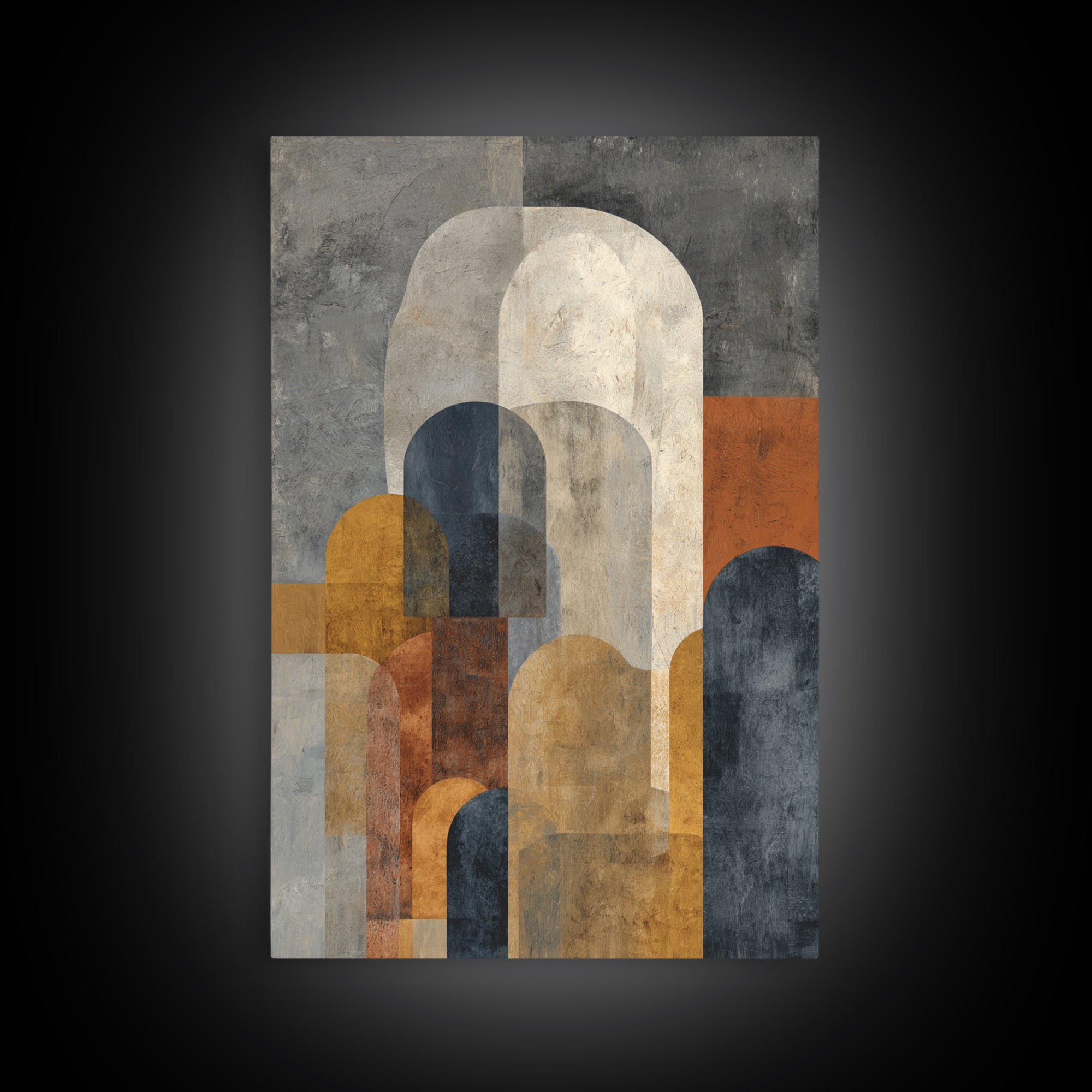 Neutral Abstract Arches Framed Canvas Print, Above Bed Art, Sage Green Wall Art, Bedroom Decor, Abstract Art, Serenity, ABA-2x3-36