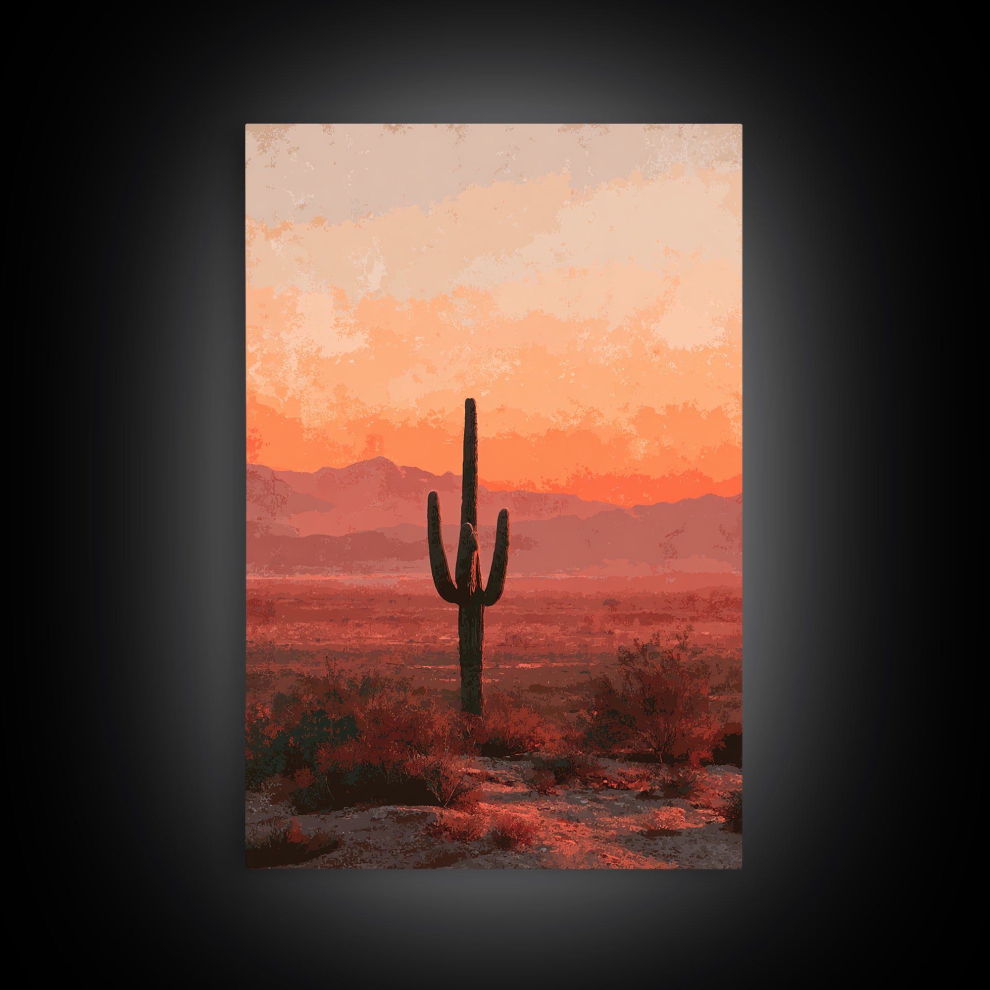 Dreamy Desert Sunset Canvas Print, Above Bed Art, Minimalist Decor, Bedroom Decor, Fine Art, Serenity, Textured Wall Art, ABA-2x3-39