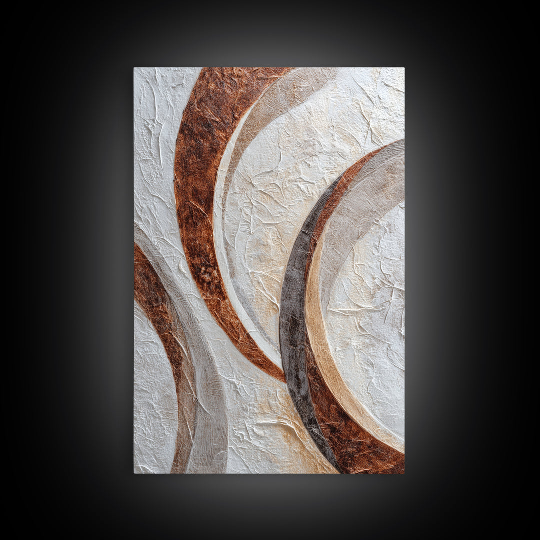 Warm Taupe Abstract Waves Framed Canvas Print, Above Bed Art, Wall Art, Bedroom Decor, Fine Art, Serenity, Digital Print, ABA-2x3-47