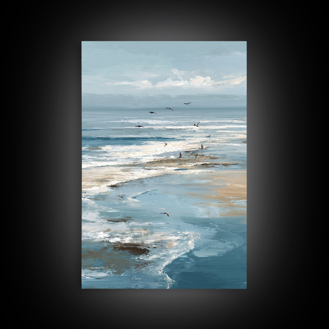 Serene Ocean Tide Seen from Above Canvas Print, Above Bed Art, Wall Decor, Bedroom Decor, Fine Art, Serenity, Apartment Decor, ABA-2x3-5