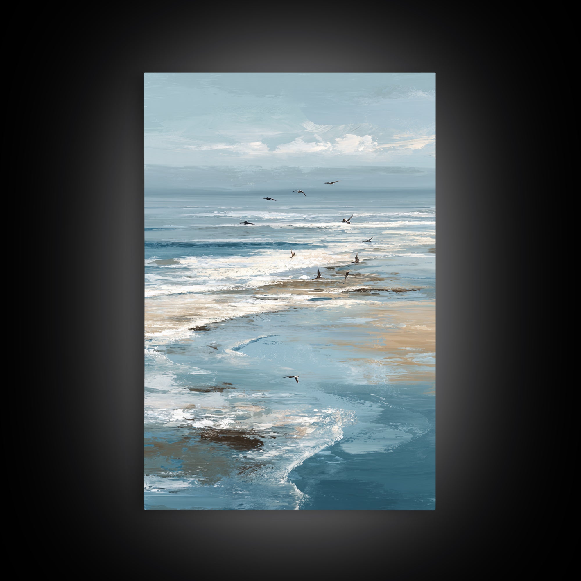 Serene Ocean Tide Seen from Above Canvas Print, Above Bed Art, Wall Decor, Bedroom Decor, Fine Art, Serenity, Apartment Decor, ABA-2x3-5