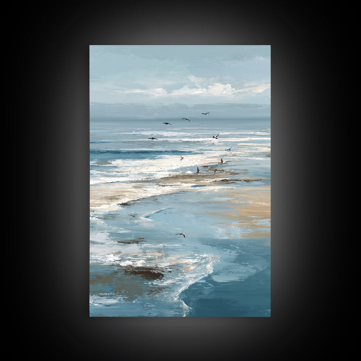 Serene Ocean Tide Seen from Above Canvas Print, Above Bed Art, Wall Decor, Bedroom Decor, Fine Art, Serenity, Apartment Decor, ABA-2x3-5