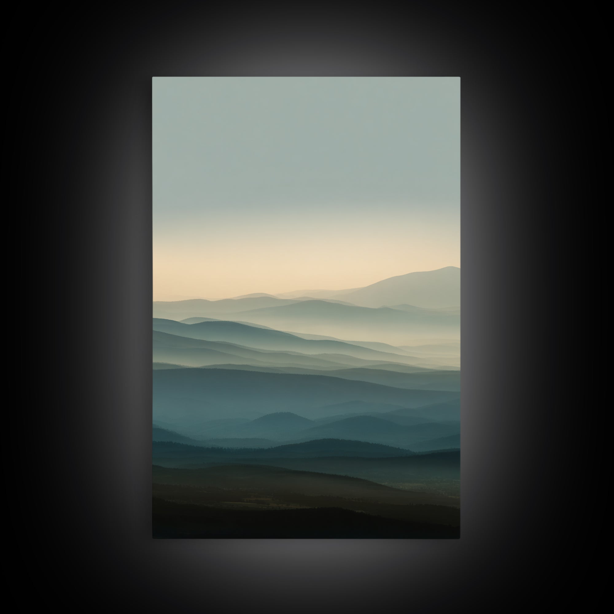 Soft Alpine Horizon Framed Canvas Print, Above Bed Art, Gallery Decor, Bedroom Decor, Fine Art, Serenity, Wall Art, Wall Decor, ABA-2x3-56