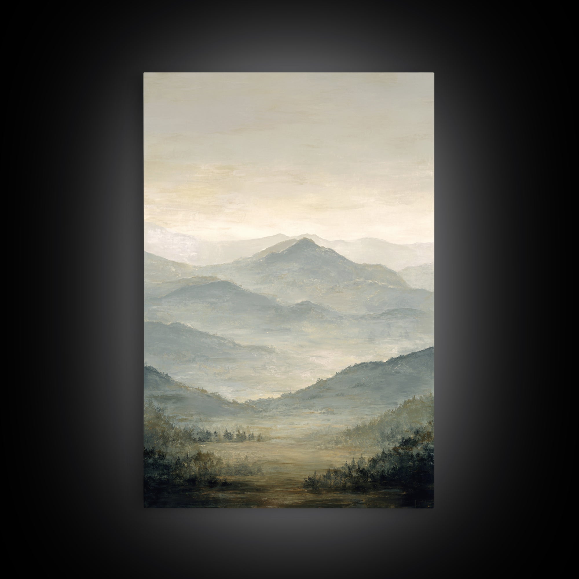 Panoramic Misty Mountain Landscape Canvas Print, Above Bed Art, Apartment Decor, Bedroom Decor, Serenity, Photography Prints, ABA-2x3-57