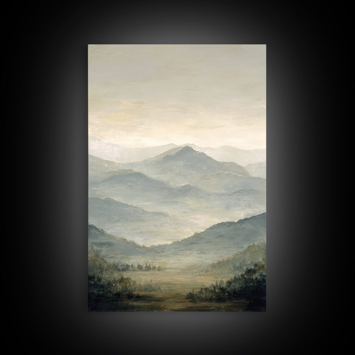 Panoramic Misty Mountain Landscape Canvas Print, Above Bed Art, Apartment Decor, Bedroom Decor, Serenity, Photography Prints, ABA-2x3-57