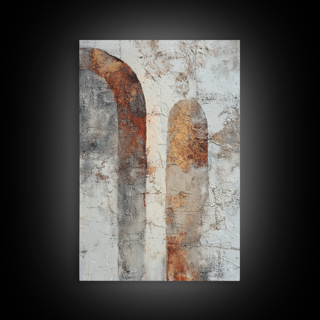 Neutral Abstract Arches Framed Canvas Print, Above Bed Art, Wall Art, Bedroom Decor, Abstract Art, Serenity, Digital Print, ABA-2x3-60