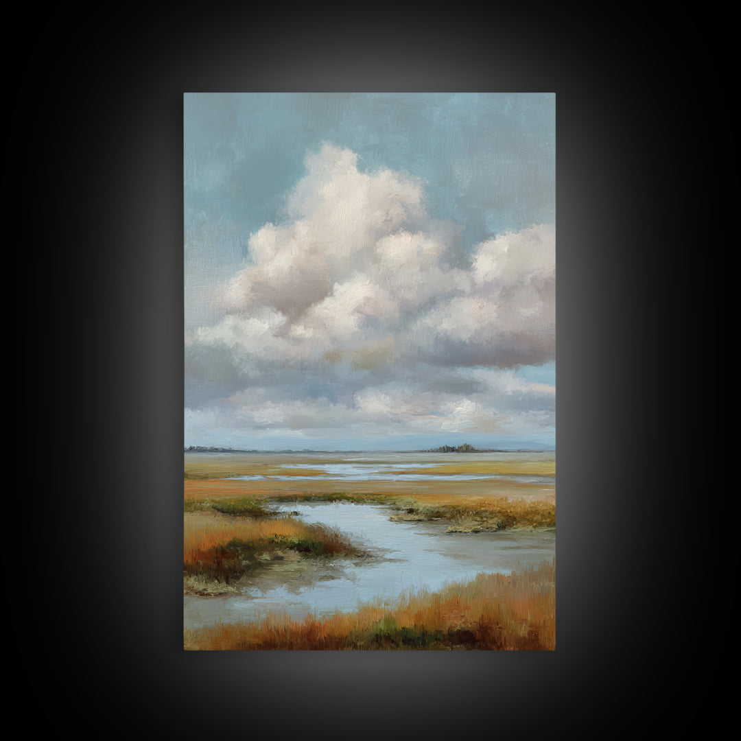 Tranquil Cloudscape with Blush Undertones Canvas Print, Above Bed Art, Original Art, Bedroom Decor, Fine Art, Serenity, ABA-2x3-61