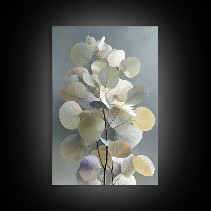 Soft Eucalyptus Branches Arranged Symmetrically Canvas Print, Above Bed Art, Mid Century Modern, Bedroom Decor, Serenity, ABA-2x3-62