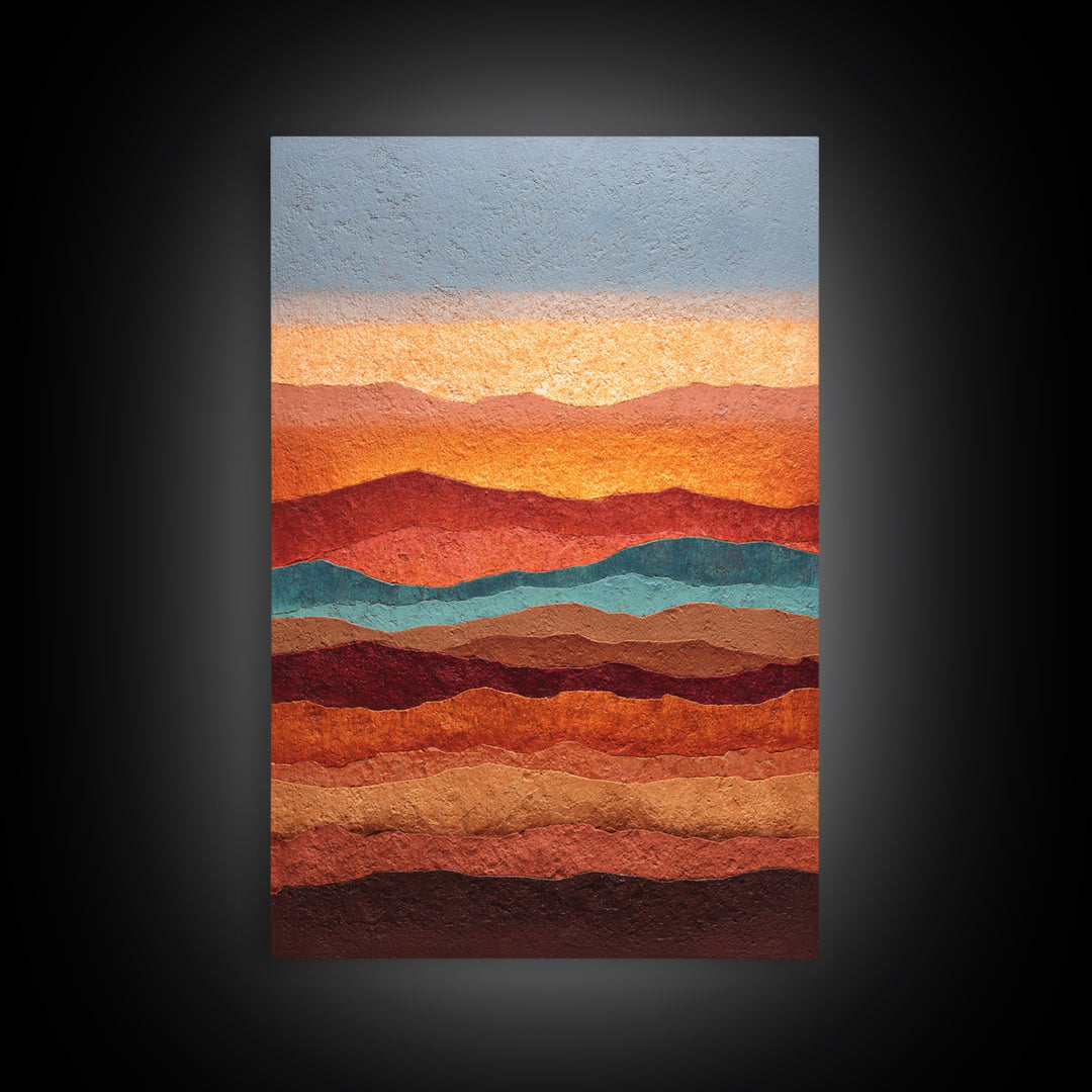 Dreamy Desert Sunset Framed Canvas Print, Above Bed Art, Printable Wall Art, Bedroom Decor, Watercolor Art, Serenity, ABA-2x3-63
