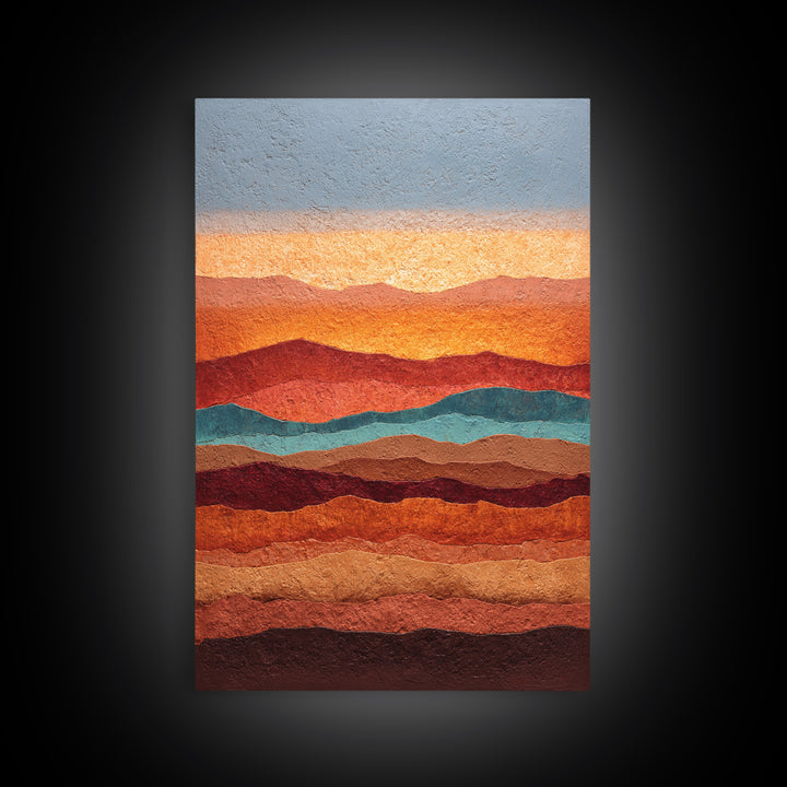 Dreamy Desert Sunset Framed Canvas Print, Above Bed Art, Printable Wall Art, Bedroom Decor, Watercolor Art, Serenity, ABA-2x3-63