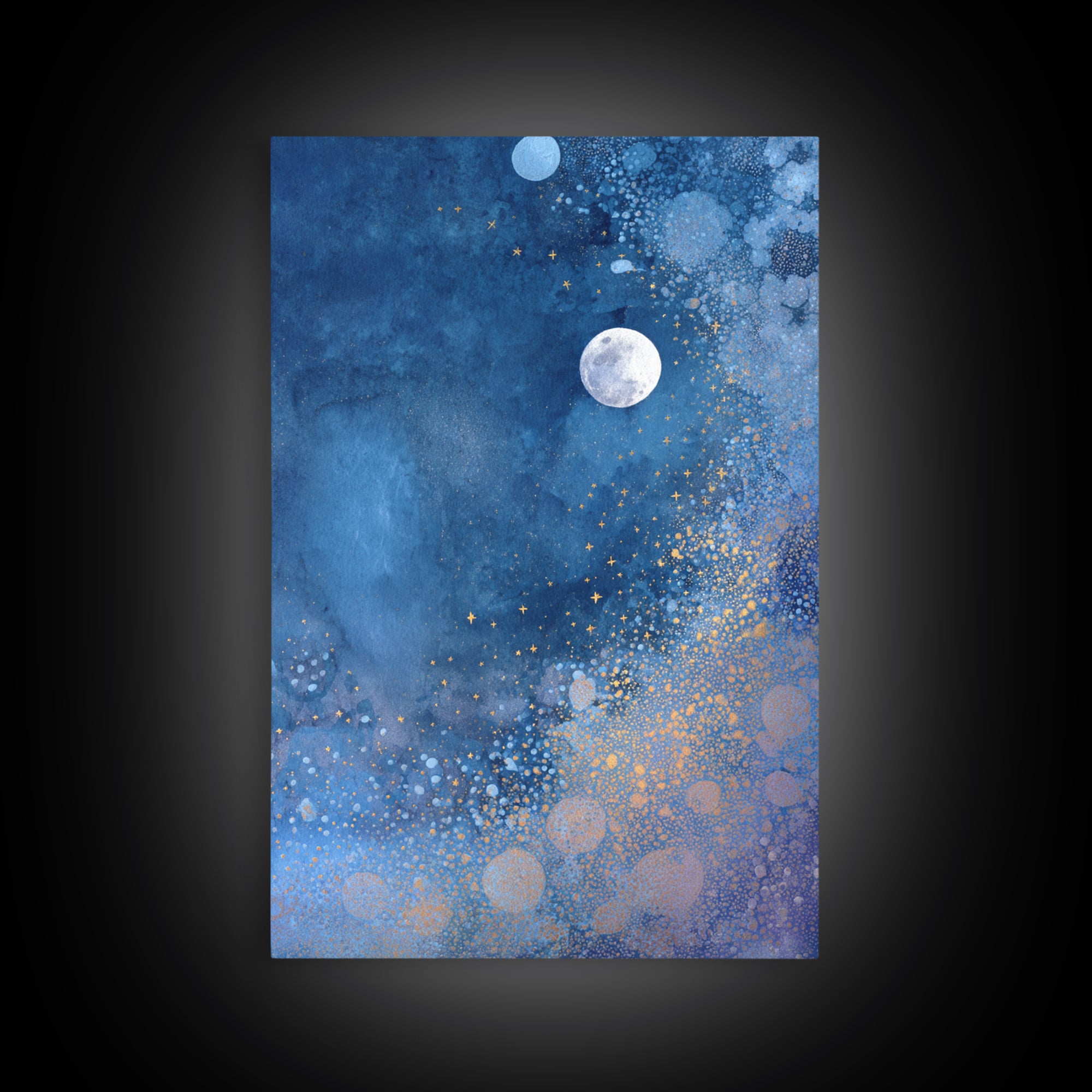 Subtle Celestial Scene Framed Canvas Print, Above Bed Art, Bedroom Decor, Fine Art, Serenity, Boho Decor, Western Decor, ABA-2x3-69