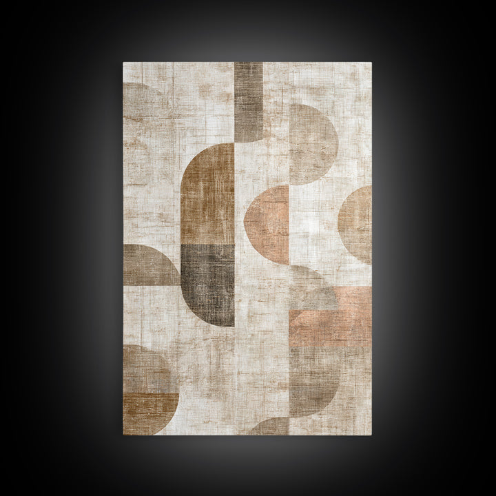 Warm Taupe Abstract Waves Canvas Print, Above Bed Art, Mid Century Modern, Bedroom Decor, Serenity, Horizontal Wall Art, ABA-2x3-71