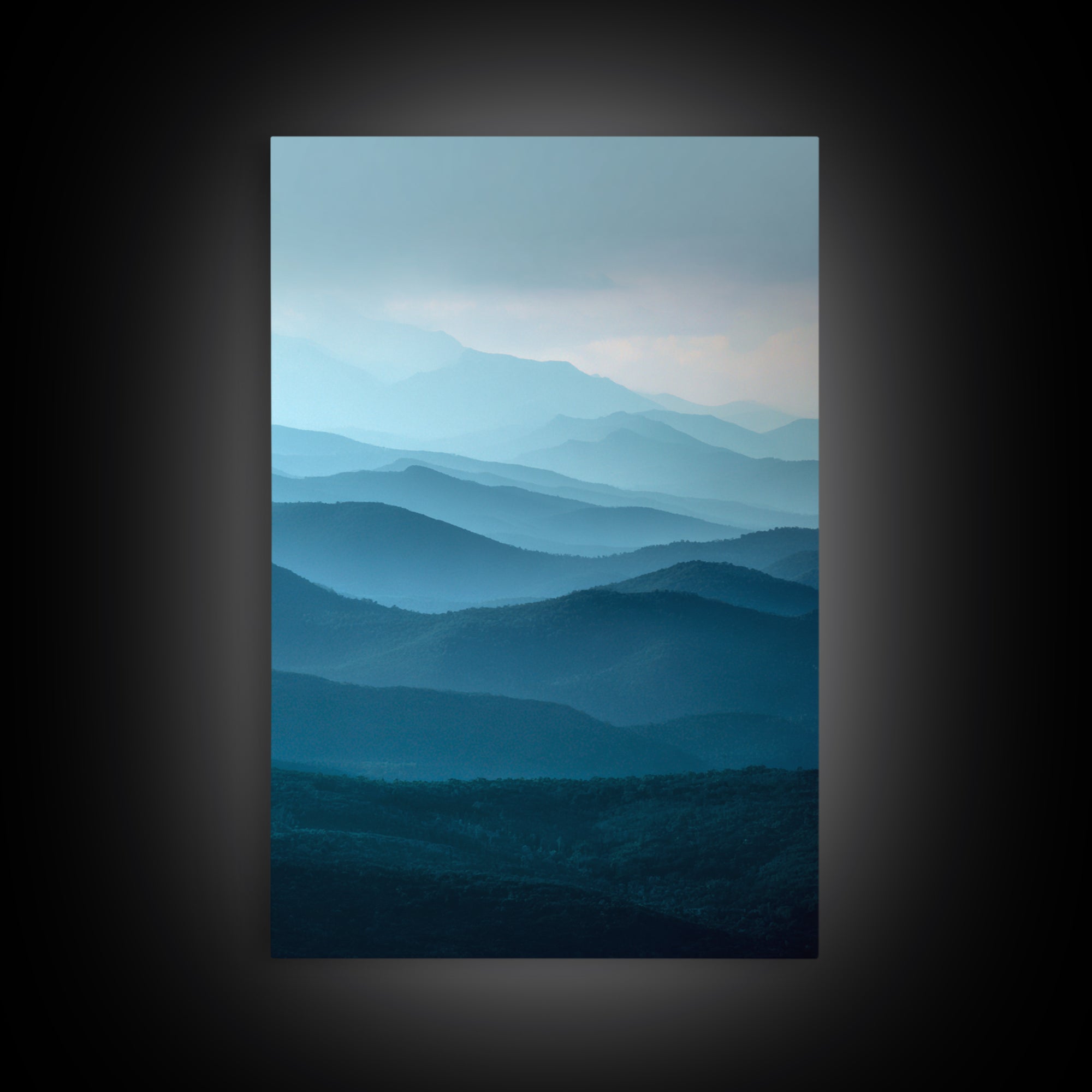 Soft Alpine Horizon Framed Canvas Print, Above Bed Art, Japanese Wall Art, Bedroom Decor, Fine Art, Serenity, Neutral Decor, ABA-2x3-8