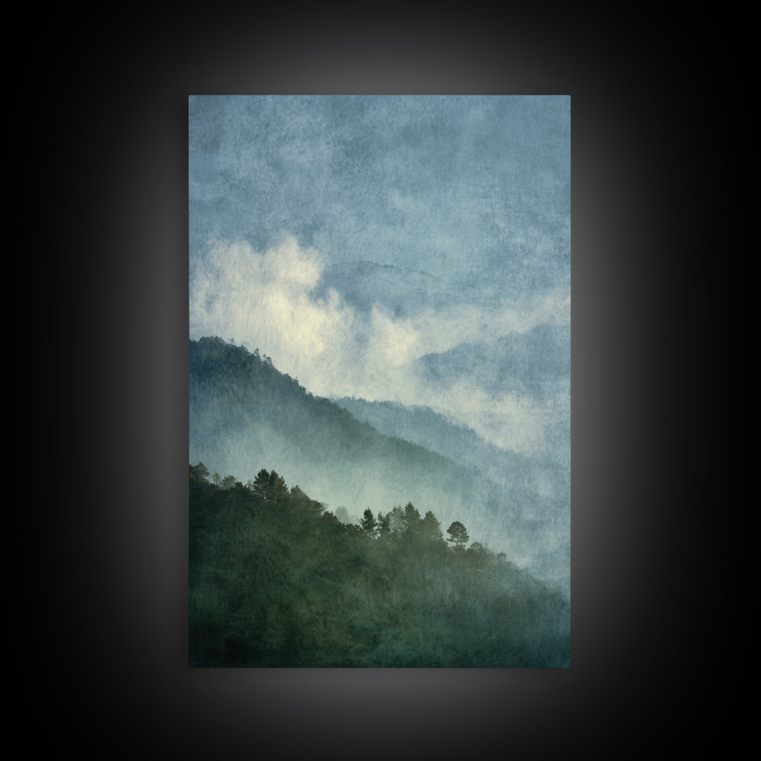 Soft Alpine Horizon Framed Canvas Print, Above Bed Art, Contemporary Art, Bedroom Decor, Fine Art, Serenity, Textured Wall Art, ABA-2x3-80