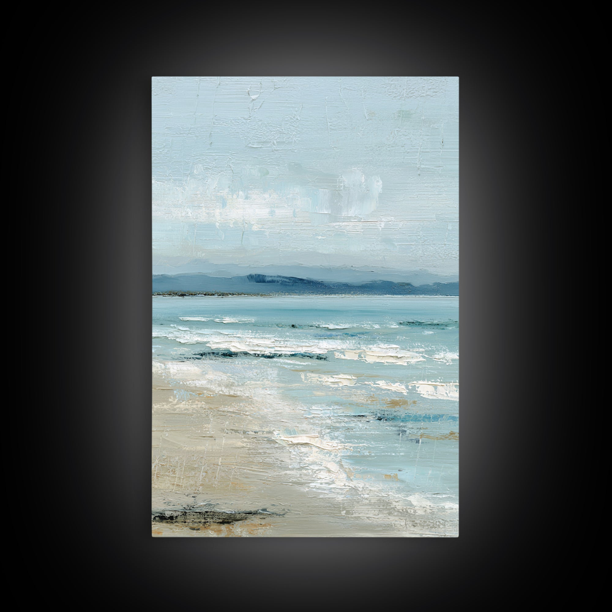 Quiet Moon over a Calm Ocean Horizon Framed Canvas Print, Above Bed Art, Printable Art, Bedroom Decor, Fine Art, Serenity, ABA-2x3-83