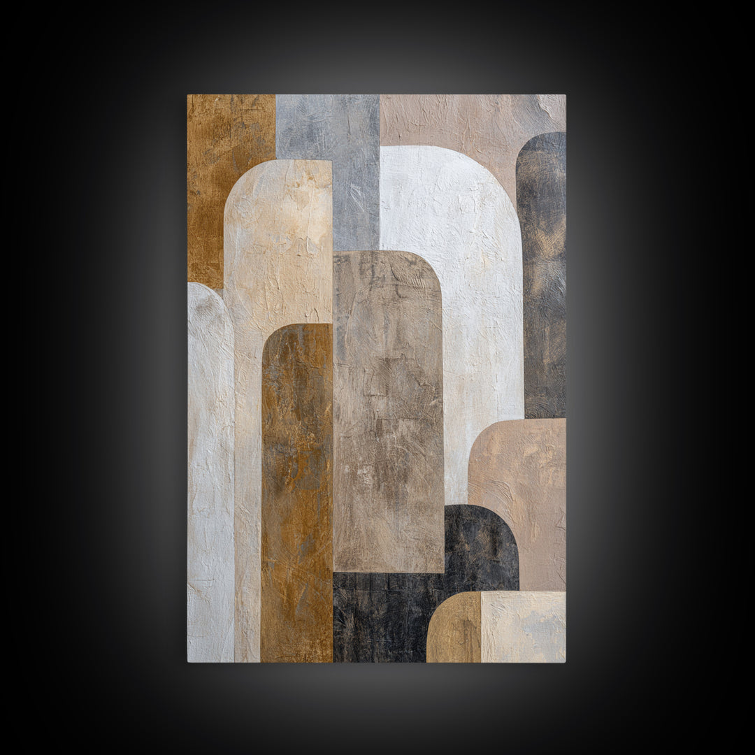 Neutral Abstract Arches Framed Canvas Print, Above Bed Art, Boho Decor, Bedroom Decor, Abstract Art, Serenity, ABA-2x3-84