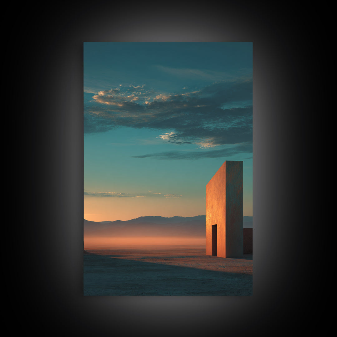Dreamy Desert Sunset Framed Canvas Print, Above Bed Art, Living Room Decor, Bedroom Decor, Oil Painting, Serenity 487, ABA-2x3-87