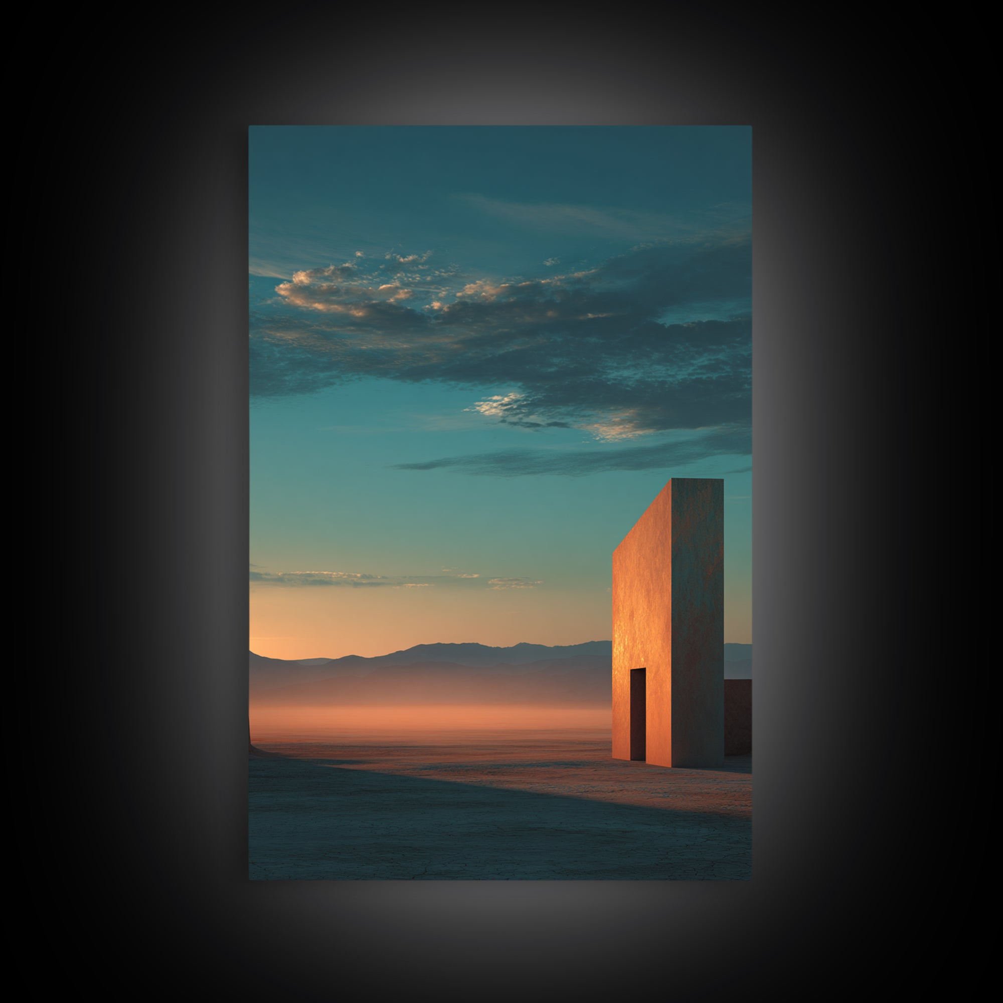 Dreamy Desert Sunset Framed Canvas Print, Above Bed Art, Living Room Decor, Bedroom Decor, Oil Painting, Serenity 487, ABA-2x3-87
