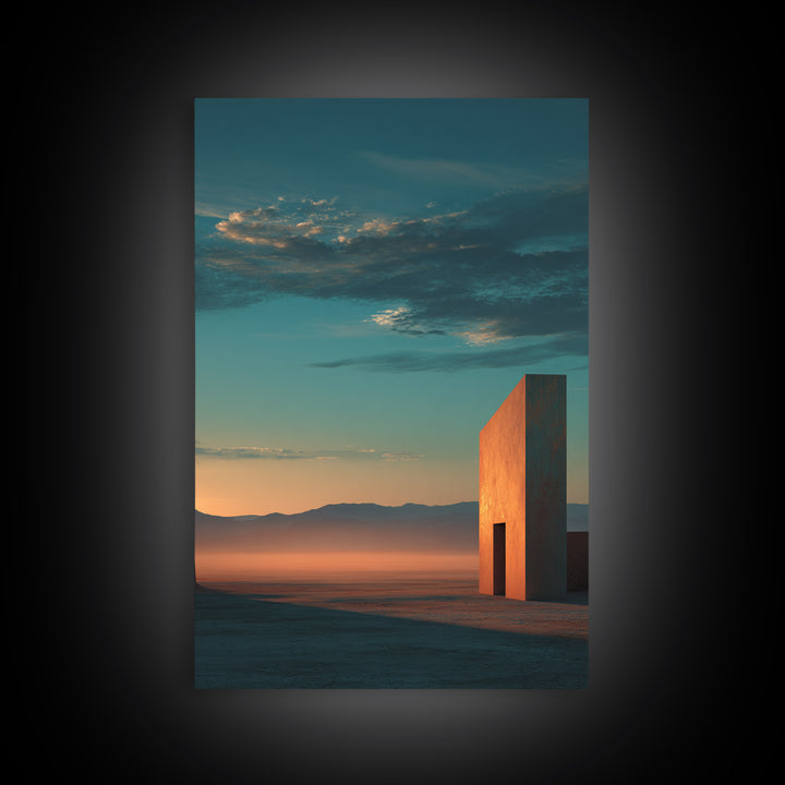 Dreamy Desert Sunset Framed Canvas Print, Above Bed Art, Living Room Decor, Bedroom Decor, Oil Painting, Serenity 487, ABA-2x3-87