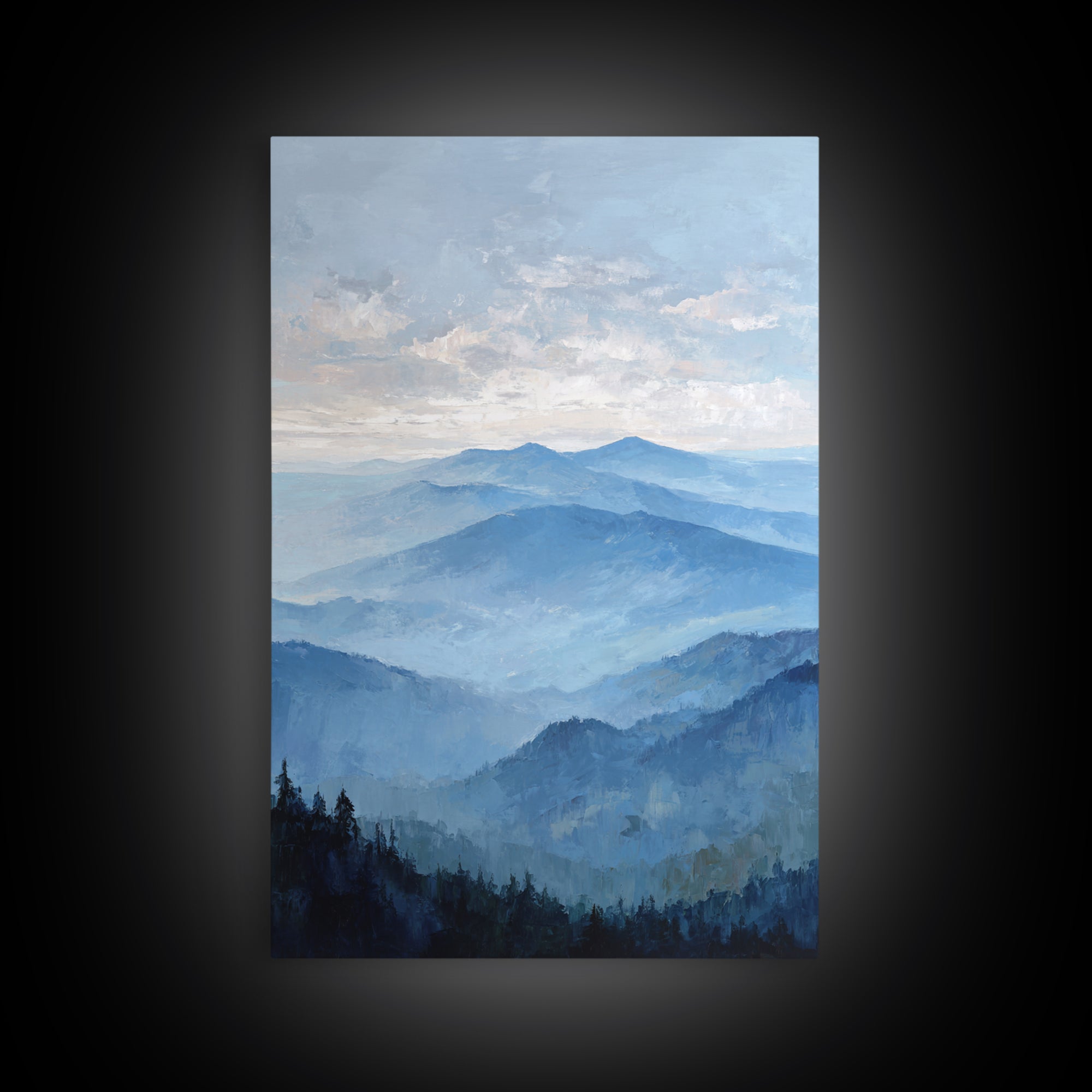 Panoramic Misty Mountain Landscape Canvas Print, Above Bed Art, Digital Prints, Bedroom Decor, Serenity, Printable Art, ABA-2x3-9