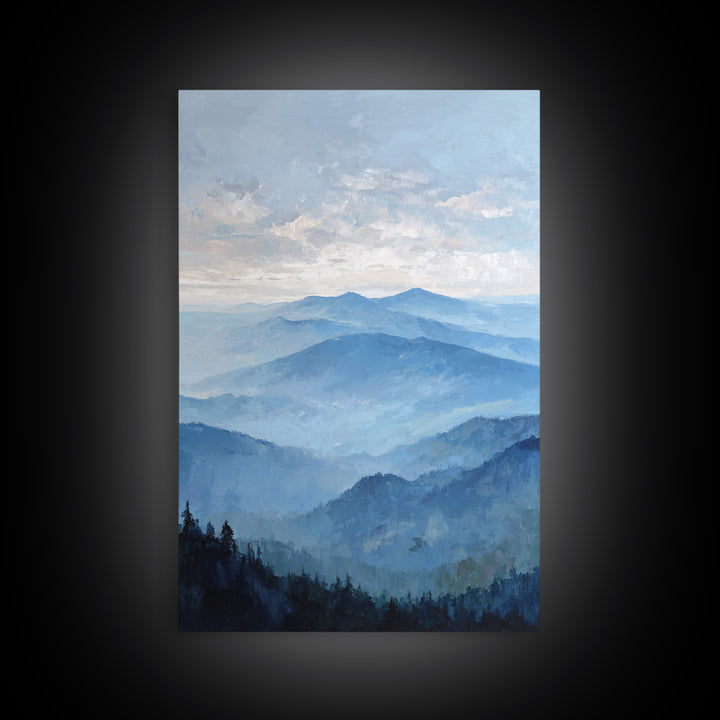 Panoramic Misty Mountain Landscape Canvas Print, Above Bed Art, Digital Prints, Bedroom Decor, Serenity, Printable Art, ABA-2x3-9