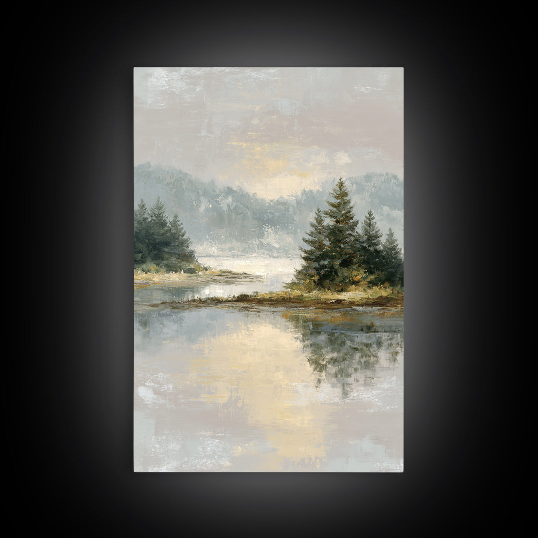 Calming Lake Reflection Canvas Print, Above Bed Art, Whimsical Decor, Bedroom Decor, Fine Art, Serenity, Bedroom Wall Decor, ABA-2x3-91