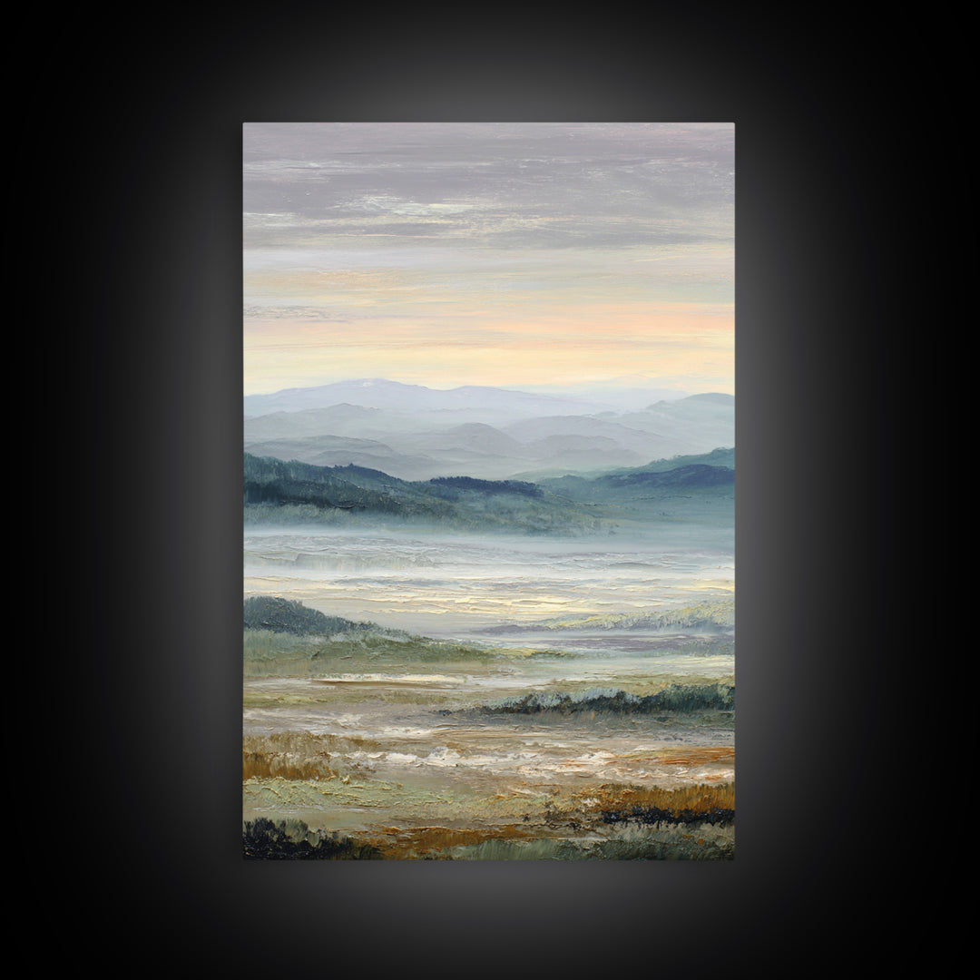 Soft Romantic Landscape Framed Canvas Print, Above Bed Art, Textured Wall Art, Bedroom Decor, Fine Art, Serenity, Western Decor, ABA-2x3-97