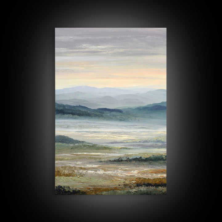 Soft Romantic Landscape Framed Canvas Print, Above Bed Art, Textured Wall Art, Bedroom Decor, Fine Art, Serenity, Western Decor, ABA-2x3-97