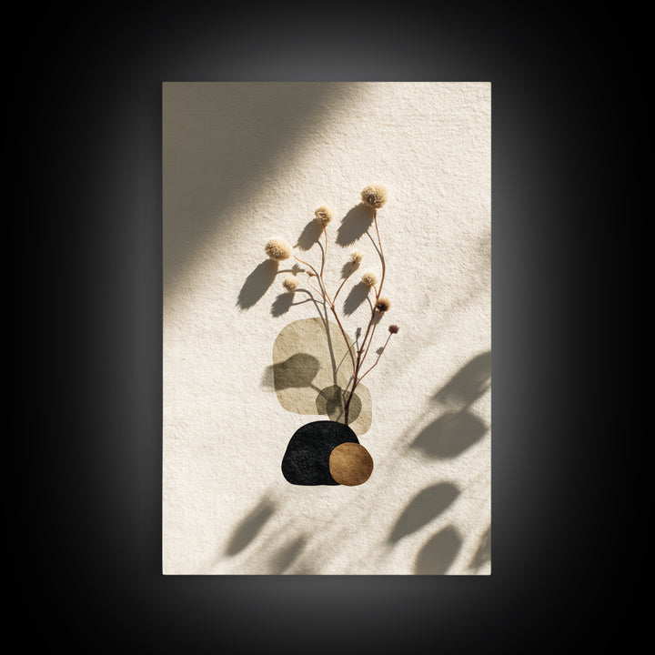 Japandi Ink Shapes Framed Canvas Print, Above Bed Art, Digital Art, Bedroom Decor, Abstract Art, Serenity, Living Room Decor, ABA-2x3-98