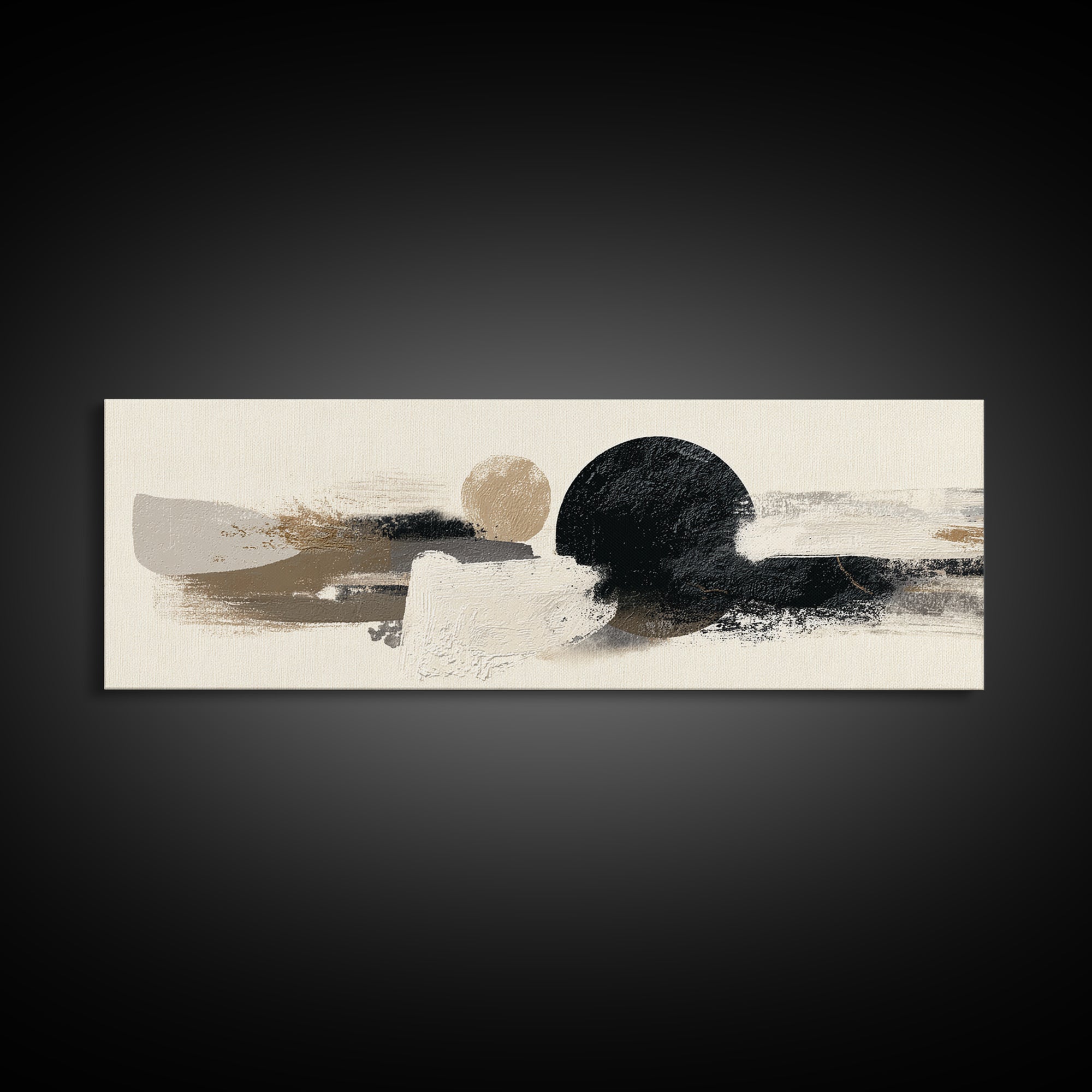 Japandi Ink Shapes Framed Canvas Print, Above Bed Art, Wall Decor, Bedroom Decor, Abstract Art, Serenity, Apartment Decor, ABA-3x1-10