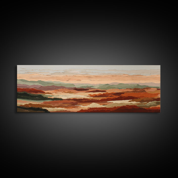 Dreamy Desert Sunset Framed Canvas Print, Above Bed Art, Statement Artwork, Bedroom Decor, Fine Art, Serenity, ABA-3x1-23