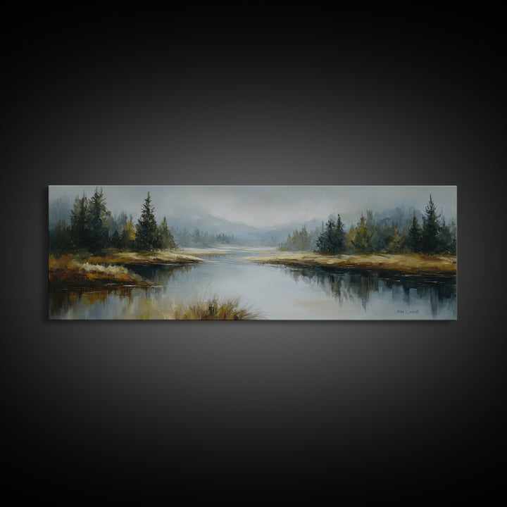 Calming Lake Reflection Canvas Print, Above Bed Art, Home Decor, Bedroom Decor, Fine Art, Serenity, Contemporary Art, ABA-3x1-3