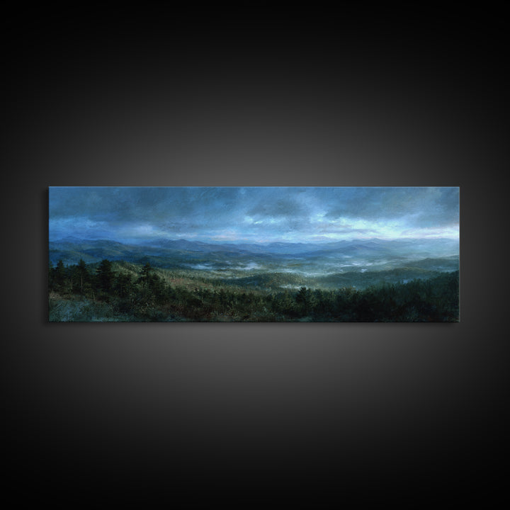 Quiet Forest Ridge Softened by Fog Canvas Print, Above Bed Art, Wall Art, Bedroom Decor, Fine Art, Serenity, Digital Print, ABA-3x1-30