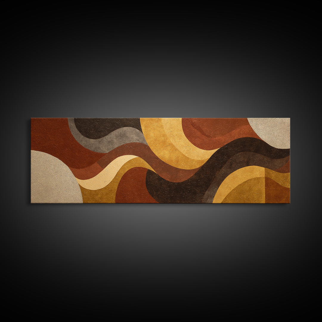 Warm Taupe Abstract Waves Canvas Print, Above Bed Art, Luxury Decor, Bedroom Decor, Fine Art, Serenity, Mid Century Modern, ABA-3x1-31