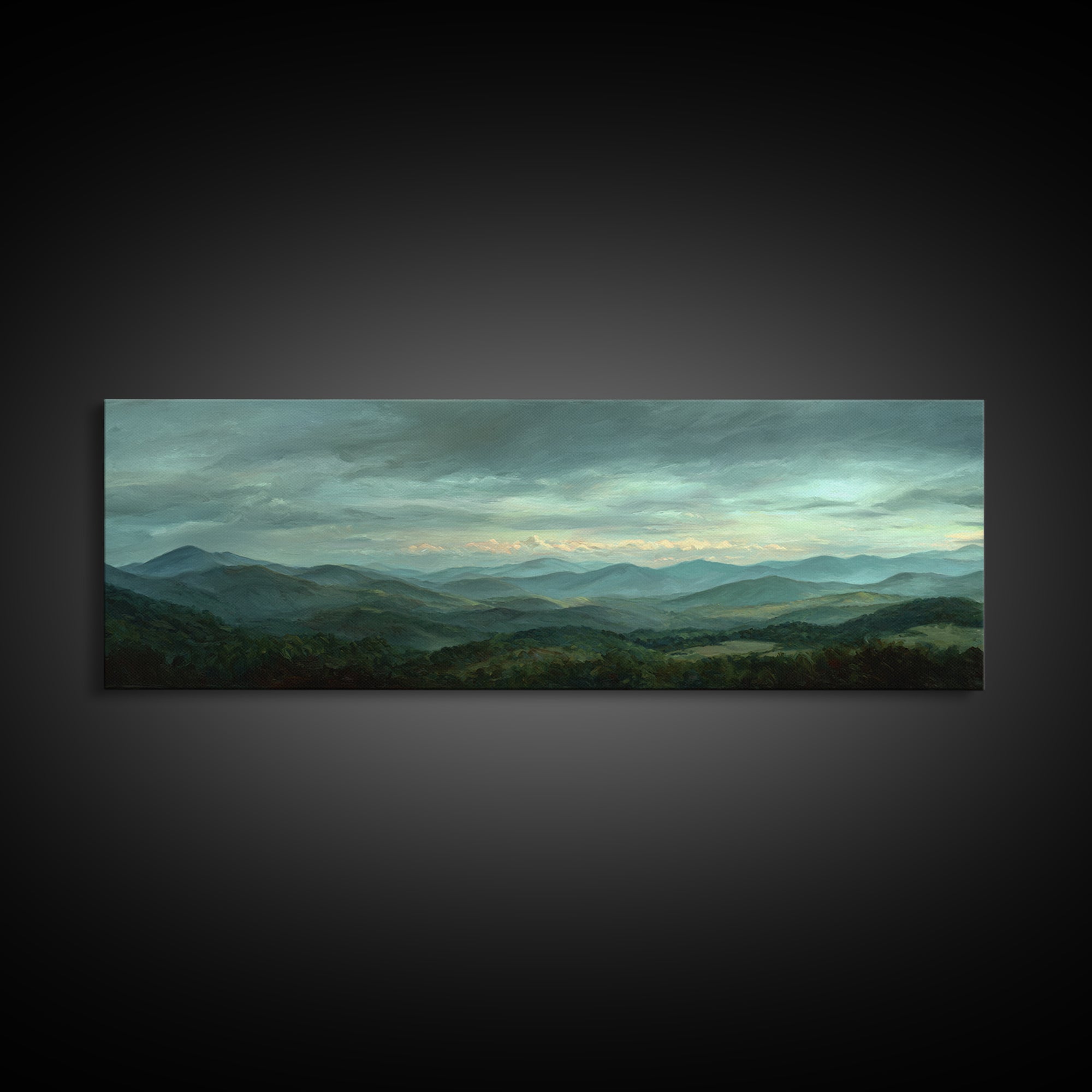 Soft Romantic Landscape Canvas Print, Above Bed Art, Living Room Decor, Bedroom Decor, Oil Painting, Serenity 233, ABA-3x1-33