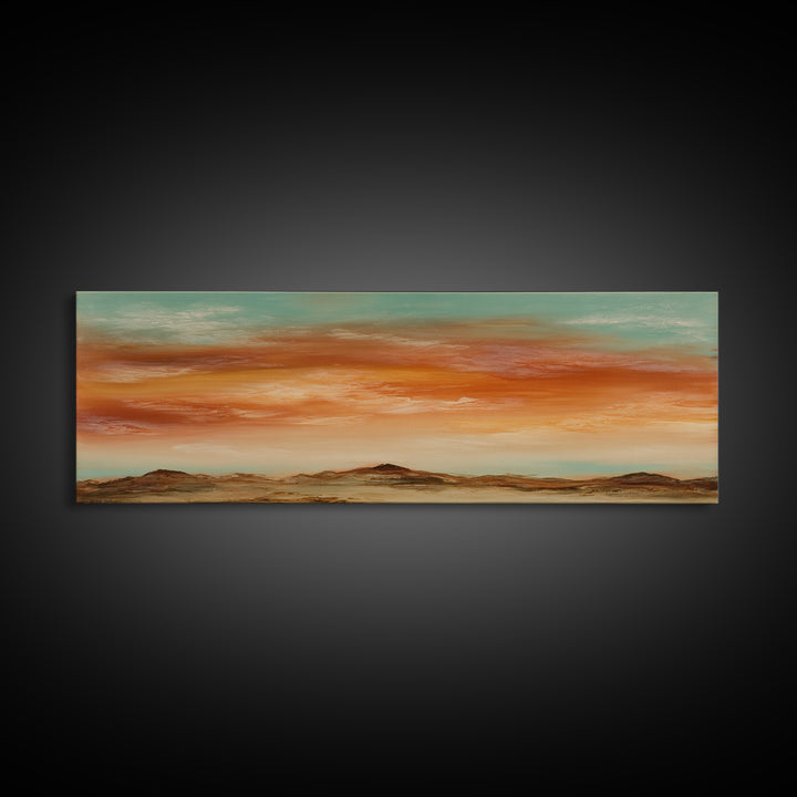 Dreamy Desert Sunset Framed Canvas Print, Above Bed Art, Digital Art, Bedroom Decor, Fine Art, Serenity, Living Room Decor, ABA-3x1-47
