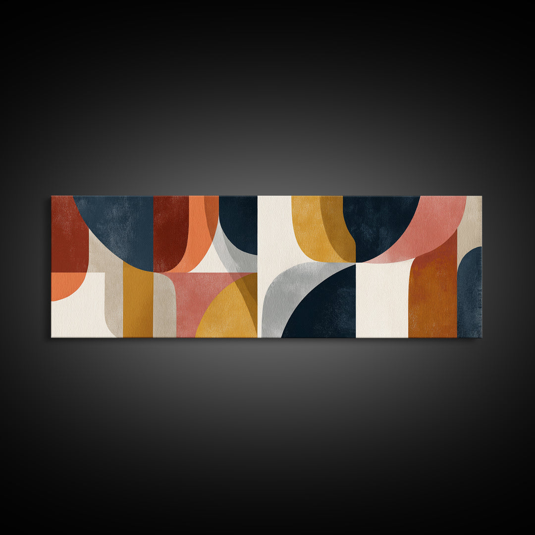 Abstract Sunrise Geometry Framed Canvas Print, Above Bed Art, Statement Artwork, Bedroom Decor, Fine Art, Serenity, ABA-3x1-60