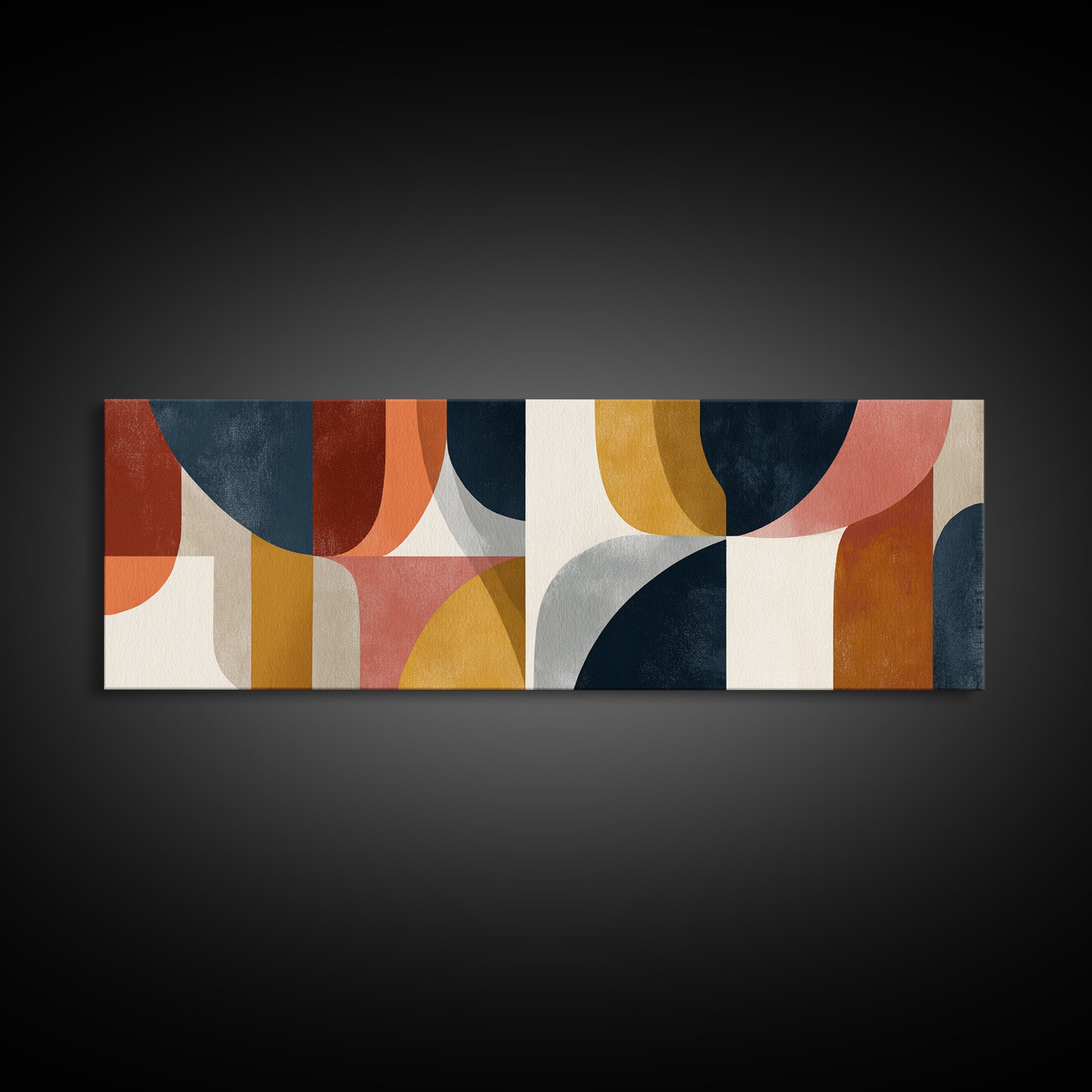 Abstract Sunrise Geometry Framed Canvas Print, Above Bed Art, Statement Artwork, Bedroom Decor, Fine Art, Serenity, ABA-3x1-60