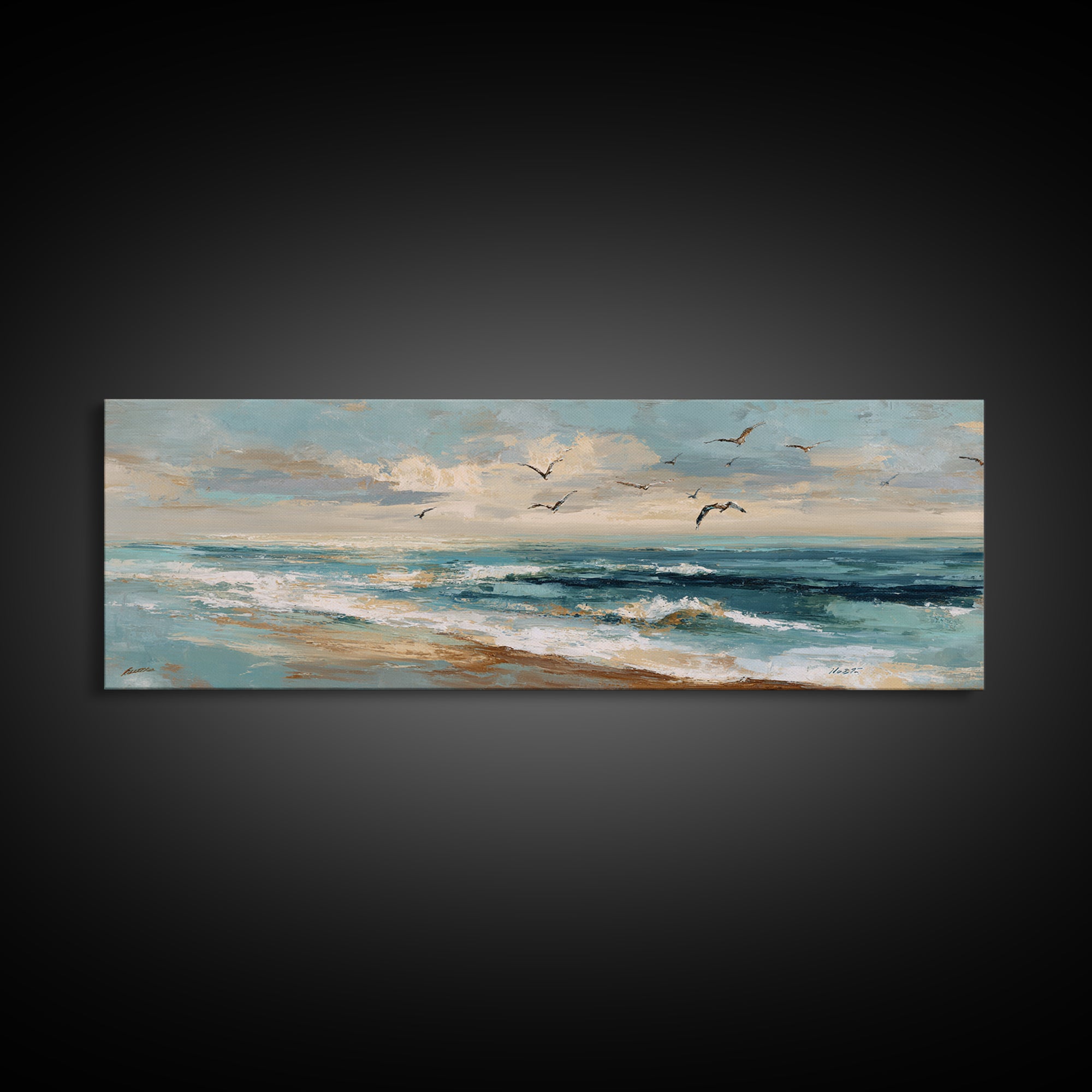 Serene Ocean Tide Seen from Above Canvas Print, Above Bed Art, Boho Wall Decor, Bedroom Decor, Serenity, Fine Art Print, ABA-3x1-61